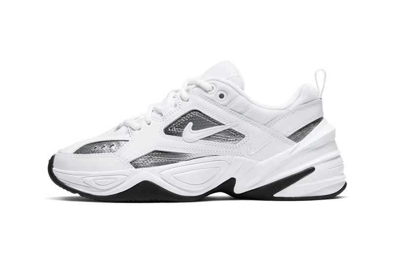 Nike M2K Tekno White Metallic Textured Silver Chunky Sneakers Trainers Women's