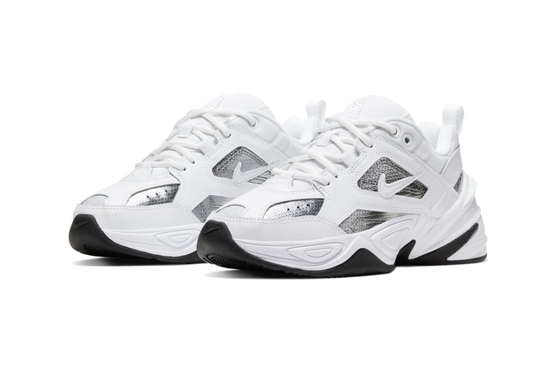 Nike M2K Tekno White Metallic Textured Silver Chunky Sneakers Trainers Women's