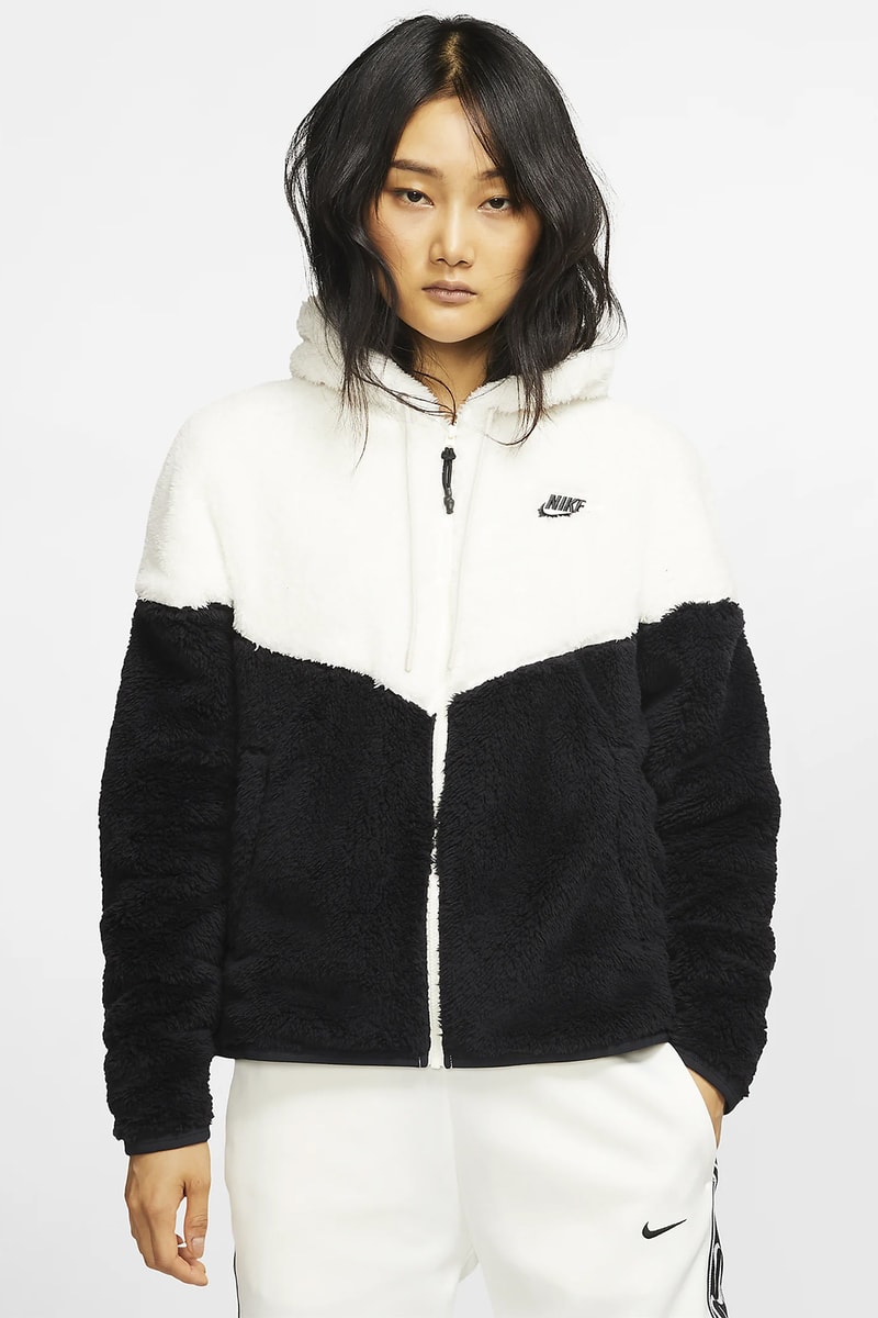 nike sportswear windrunner womens sherpa jacket fleece black white blue teal turquoise winter fashion clothes