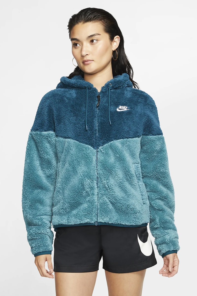 nike sportswear windrunner womens sherpa jacket fleece black white blue teal turquoise winter fashion clothes