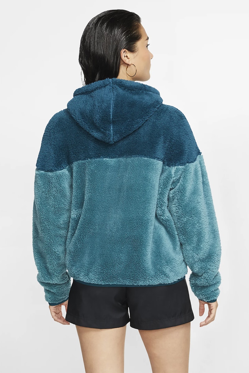 nike sportswear windrunner womens sherpa jacket fleece black white blue teal turquoise winter fashion clothes