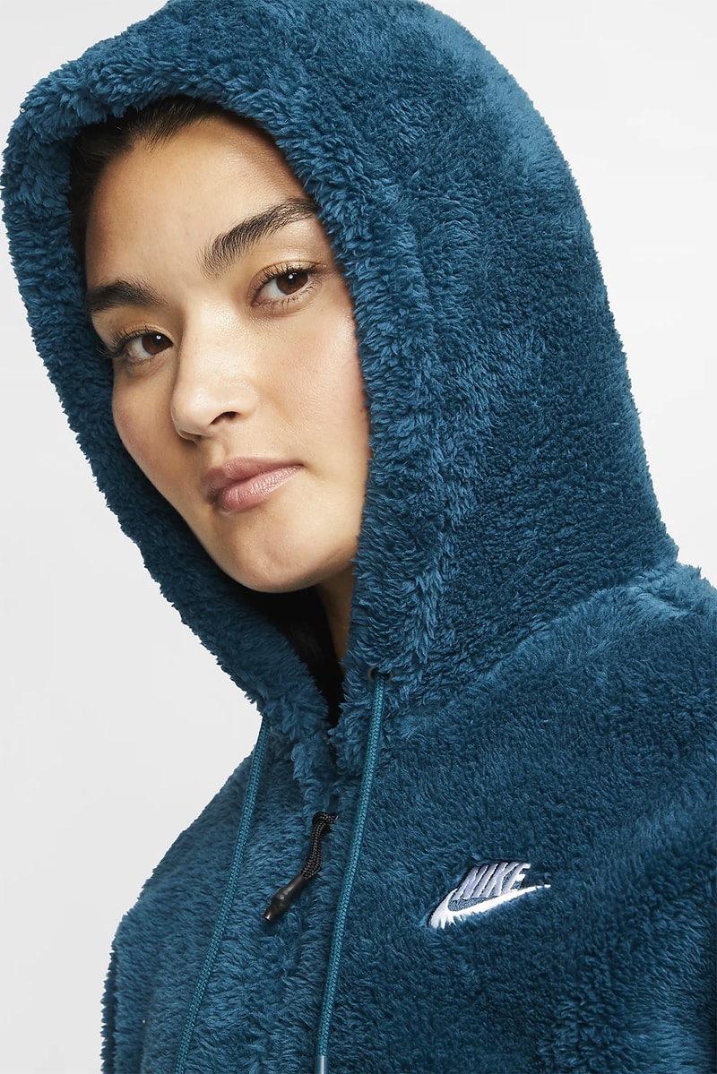 nike sportswear windrunner womens sherpa jacket fleece black white blue teal turquoise winter fashion clothes