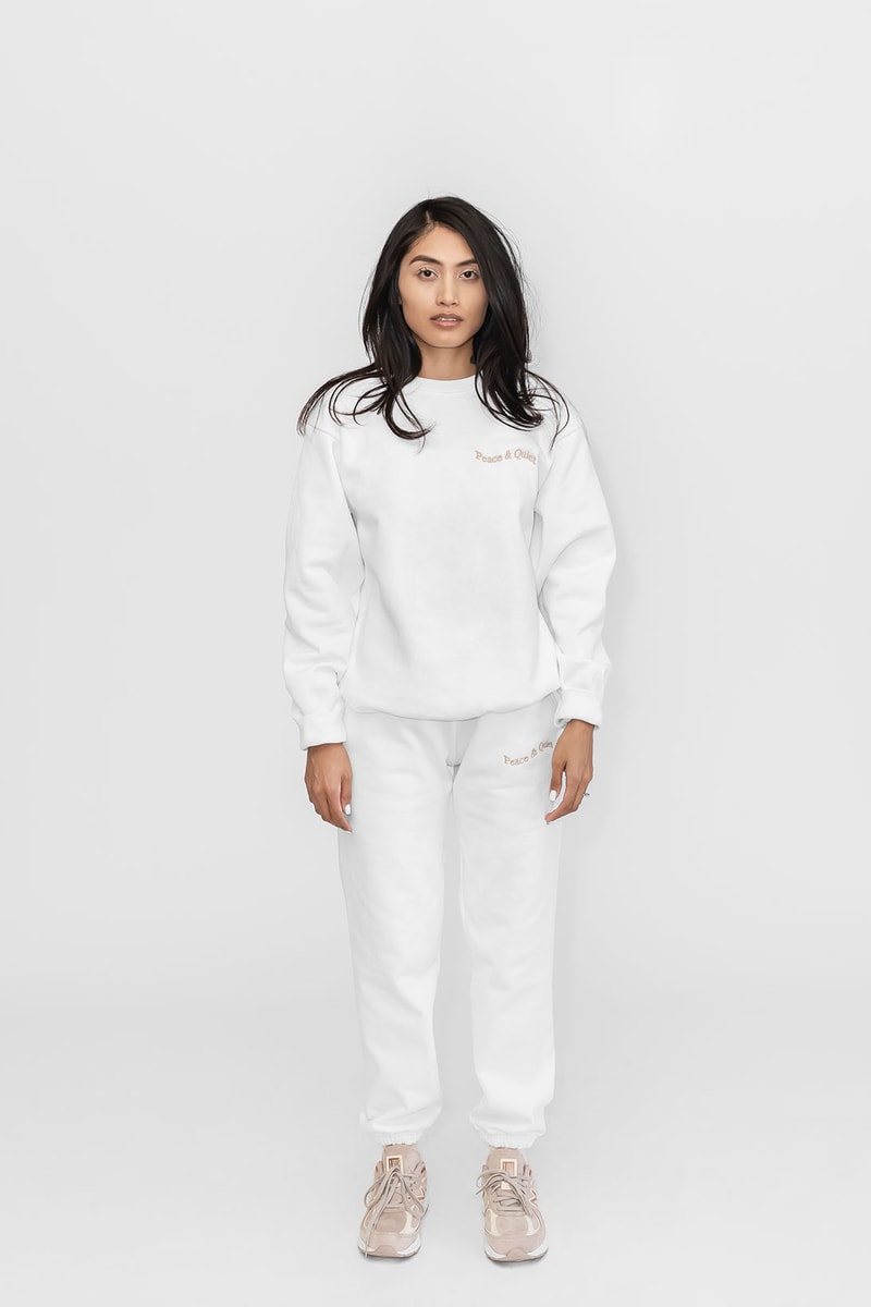peace and quiet unisex collection minimal fleece sweatshirt shirts tote bags socks sports bras bike shorts athleisure organic cotton lookbook
