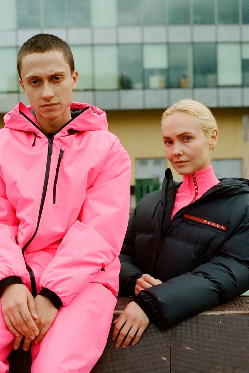 Prada Linea Rossa Fall/Winter 19 Collection Drop Release Olga Karput Luxury Sportswear Range Neon Jackets Logo 
