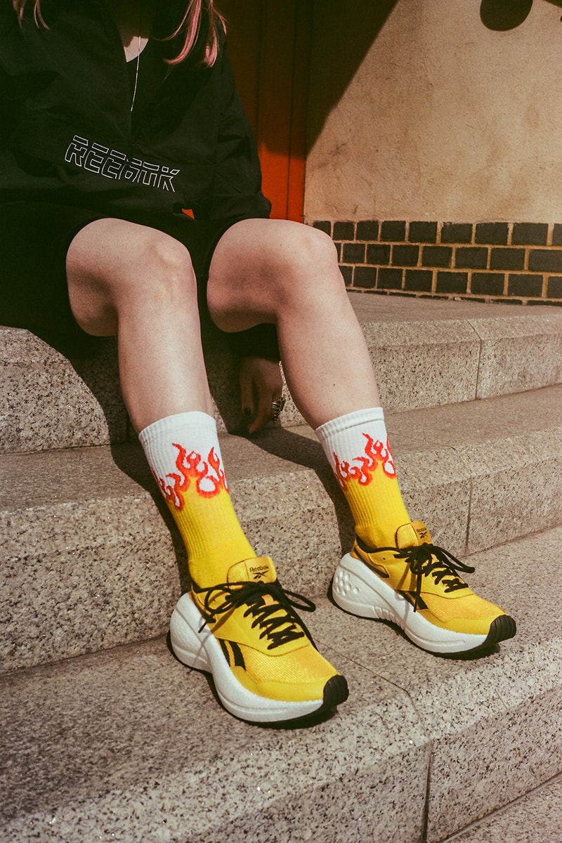 reebok metreon womens sneakers charli cohen collaboration black white yellow shoes footwear sneakerhead