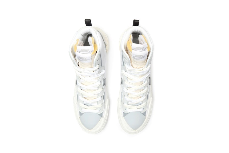 sacai x Nike Blazer Mid White Gray Grey Release Date Chitose Abe Collaboration Sneaker
