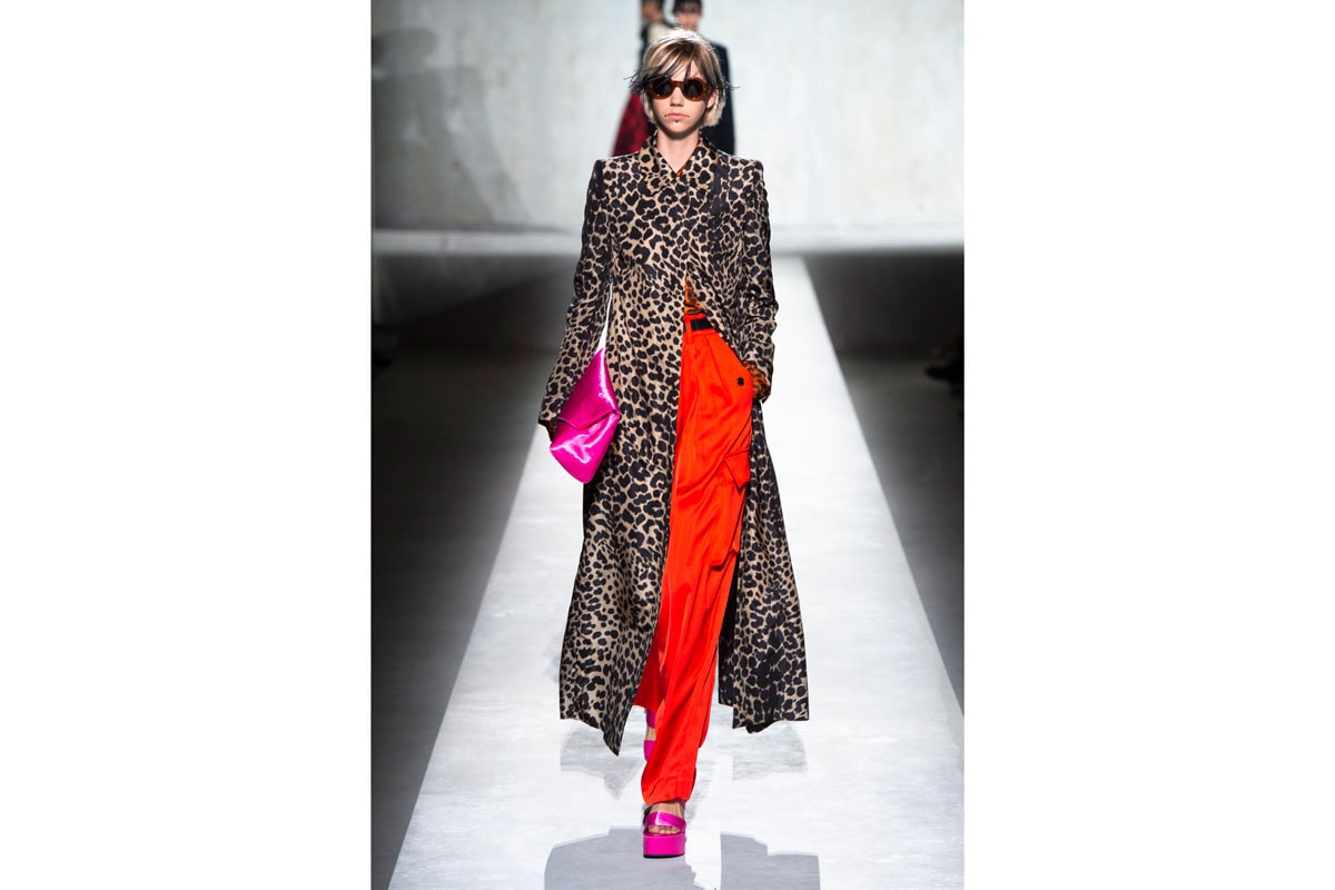 spring summer trends fashion week black sheer animal print suits neon knitwear trench coats 