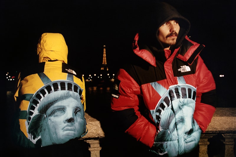 supreme the north face fall winter collection jackets waterproof black yellow lady liberty