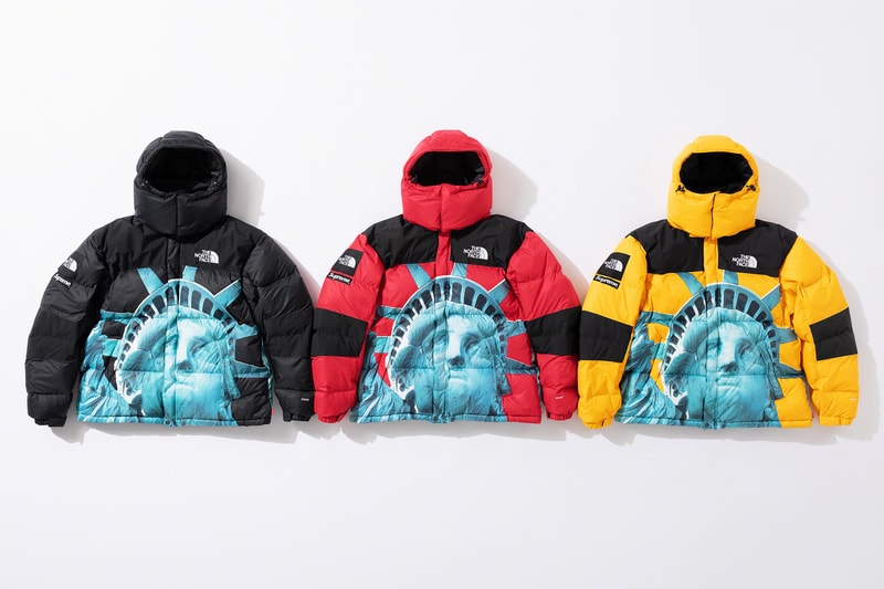 supreme the north face fall winter collection jackets waterproof black yellow lady liberty