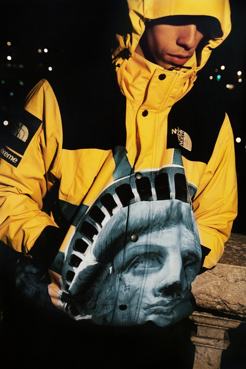 supreme the north face fall winter collection jackets waterproof black yellow lady liberty