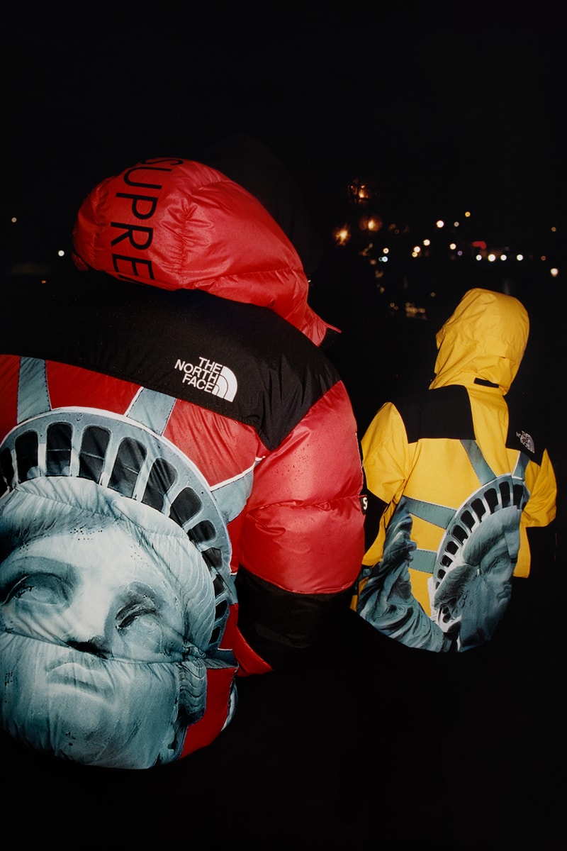 supreme the north face fall winter collection jackets waterproof black yellow lady liberty