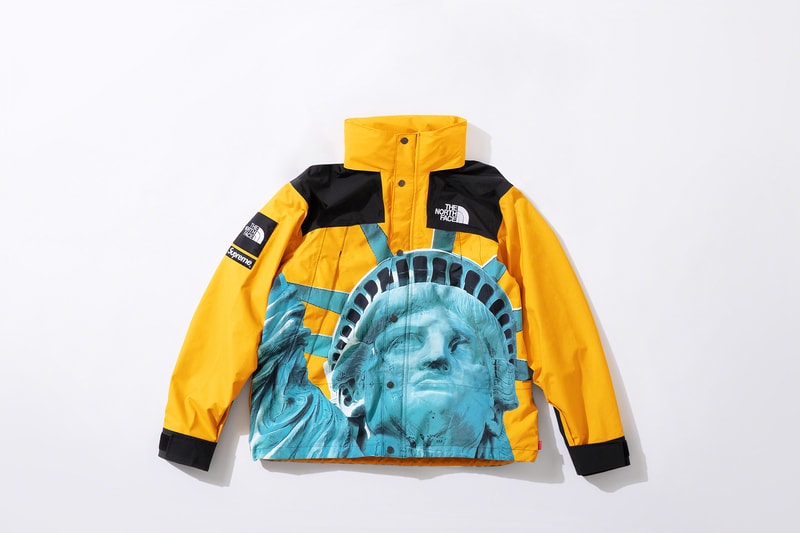 supreme the north face fall winter collection jackets waterproof black yellow lady liberty