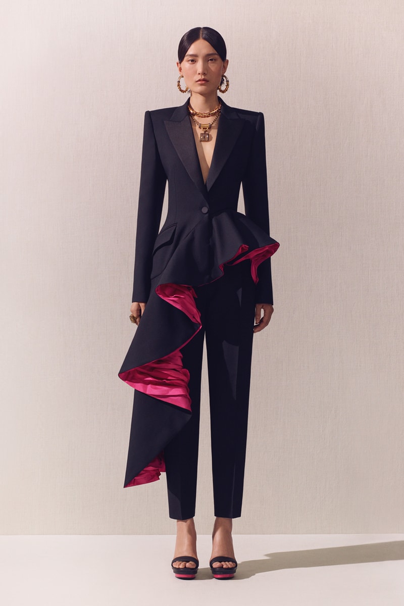alexander mcqueen spring summer 2020 lookbook blazers jackets black hoop earrings 