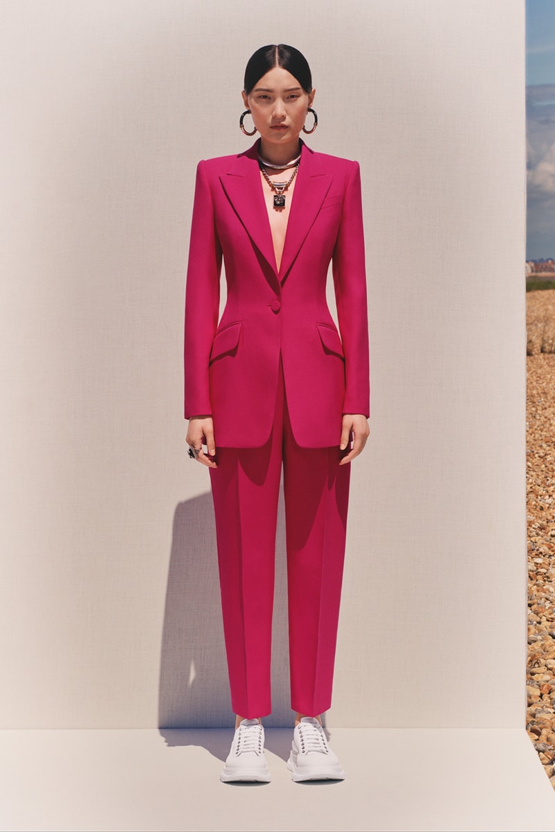 alexander mcqueen spring summer 2020 lookbook blazers jackets black hoop earrings 