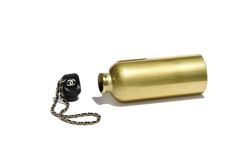 Chanel Water Quilted Bottle Logo Bag Gold Black Chain Luxury Accessory 