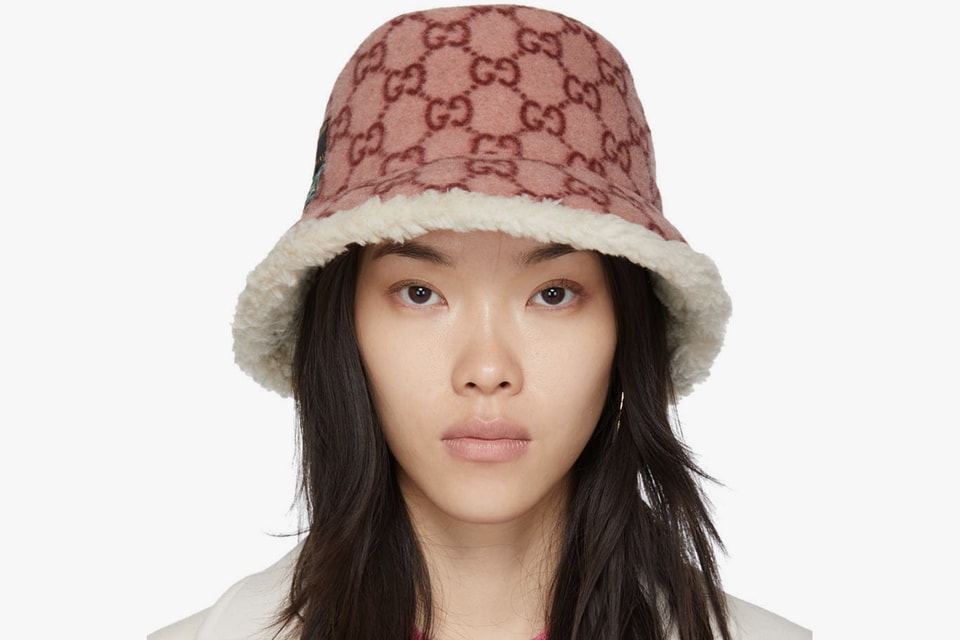 Gucci Pink Monogram Logo Fleece Bucket Hat | Hypebae display picture 2