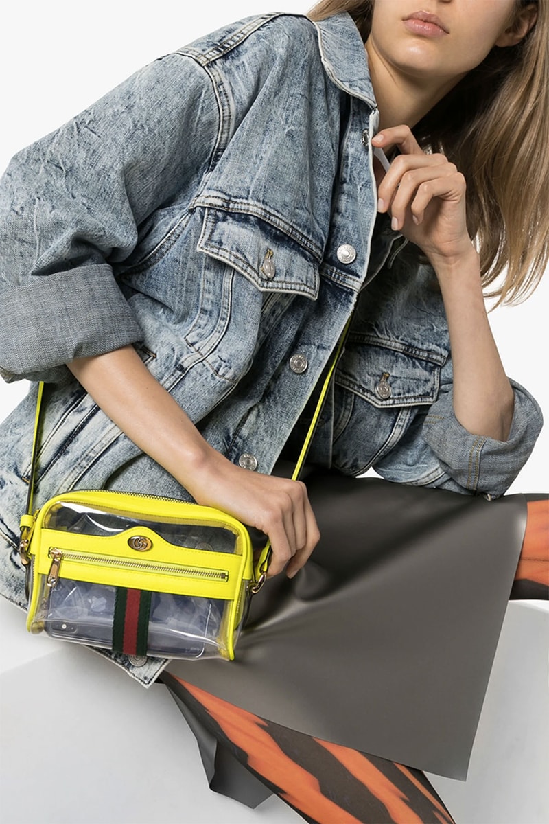 gucci ophidia transparent mini bag neon yellow