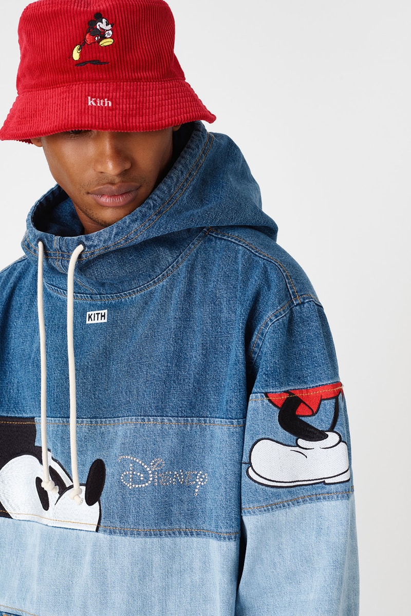 kith disney collaboration mickey mouse hoodies sherpa fleece black red cap hats ronnie fleg
