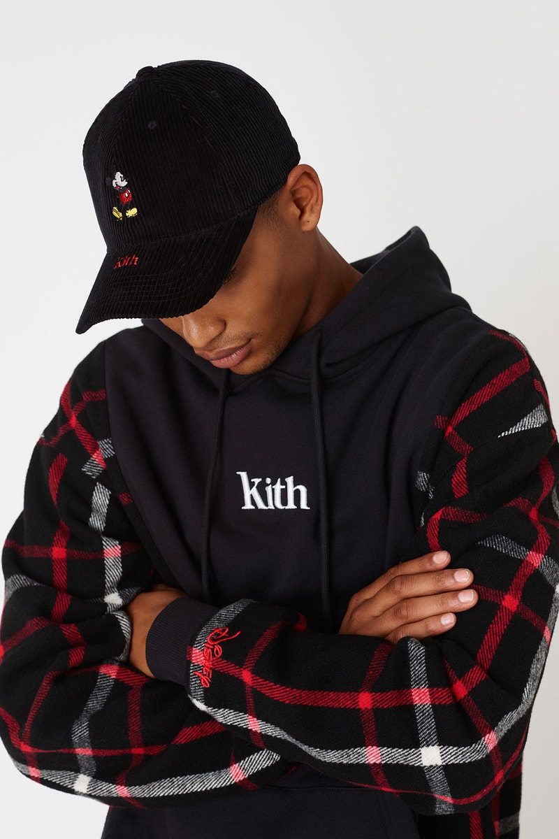 kith disney collaboration mickey mouse hoodies sherpa fleece black red cap hats ronnie fleg