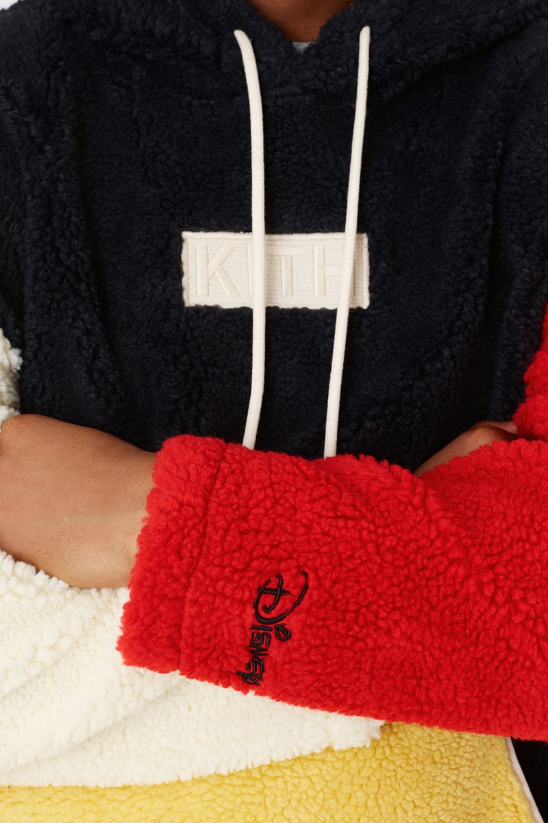 kith disney collaboration mickey mouse hoodies sherpa fleece black red cap hats ronnie fleg