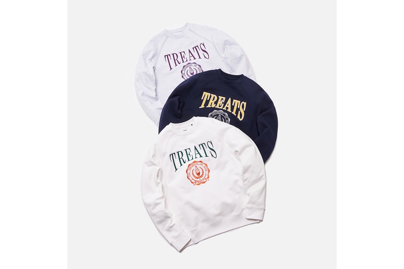 KITH Treats Collegiate Collection Crewneck Sweaters White Navy Blue Grey