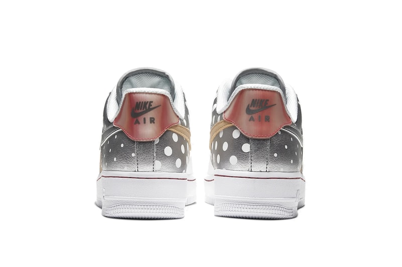 Nike Air Force 1 Metallic Gold Silver Stars Sneaker White Red Trainer Footwear 