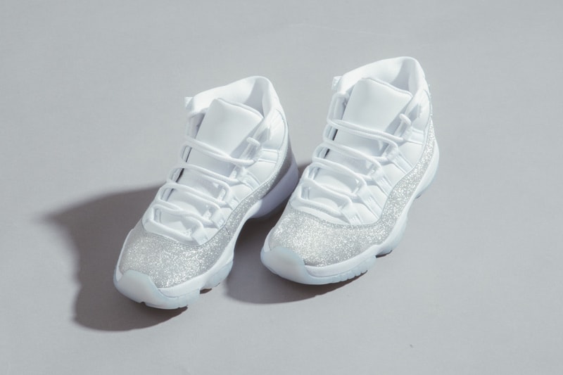Nike Air Jordan 11 Retro Glitter Metallic Silver Sneaker Holiday Release Sparkly Trainer Shoe