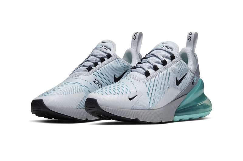 nike air max 270 womens sneakers aqua blue grey white aurora pure platinum shoes footwear  
