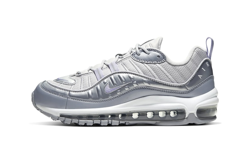 nike air max 98 womens sneakers vast grey metallic platinum wolf grey purple agate shoes footwear sneakerhead