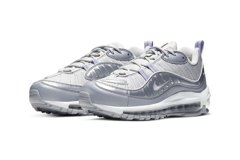 nike air max 98 womens sneakers vast grey metallic platinum wolf grey purple agate shoes footwear sneakerhead