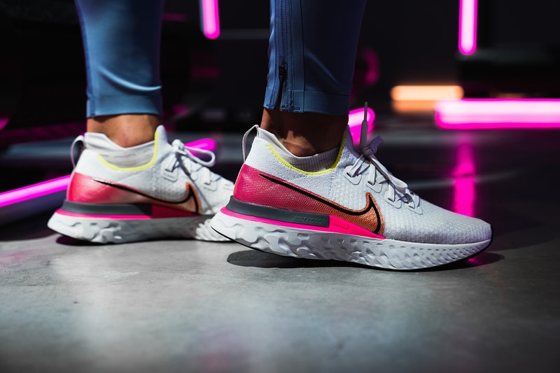 nike react infinity run sneakers white pink neon yellow shoes footwear sneakerhead
