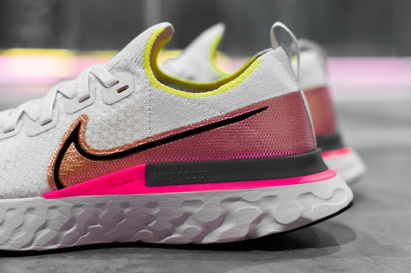 nike react infinity run sneakers white pink neon yellow shoes footwear sneakerhead