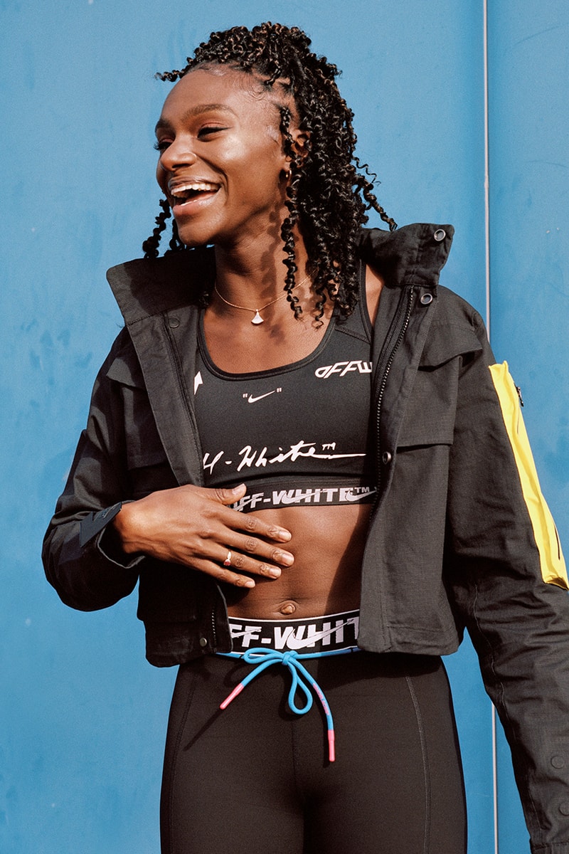 Virgil Abloh Nike Athlete in Progress Collection Off-White Collaboration release Nike Vapor Street Sneaker Drop Date Dina Asher-Smith