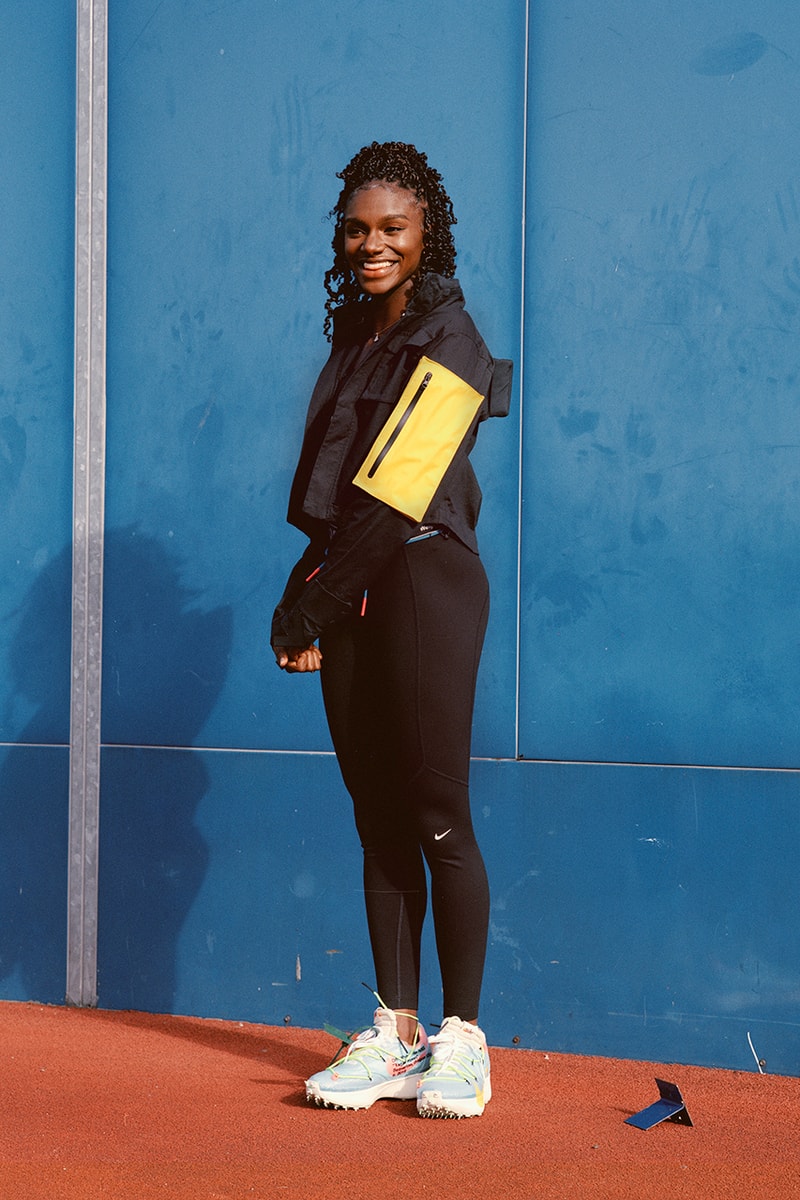 Virgil Abloh Nike Athlete in Progress Collection Off-White Collaboration release Nike Vapor Street Sneaker Drop Date Dina Asher-Smith