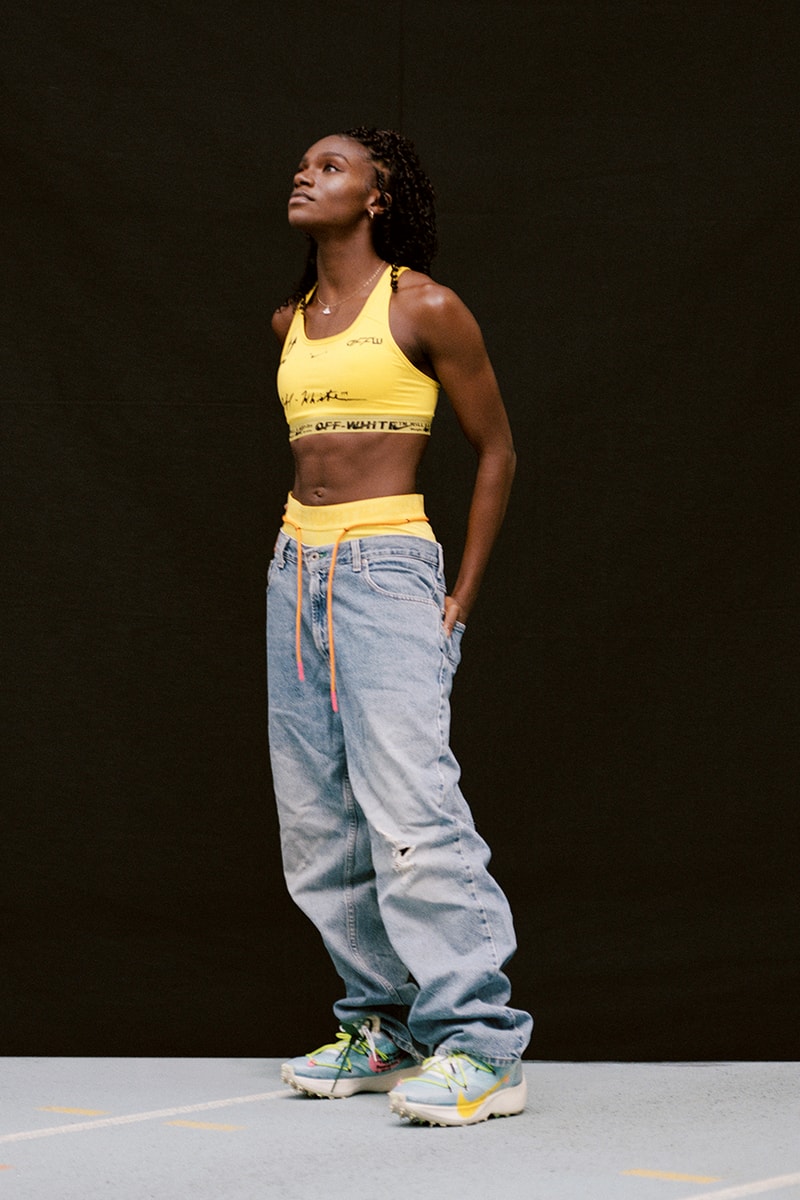 Virgil Abloh Nike Athlete in Progress Collection Off-White Collaboration release Nike Vapor Street Sneaker Drop Date Dina Asher-Smith