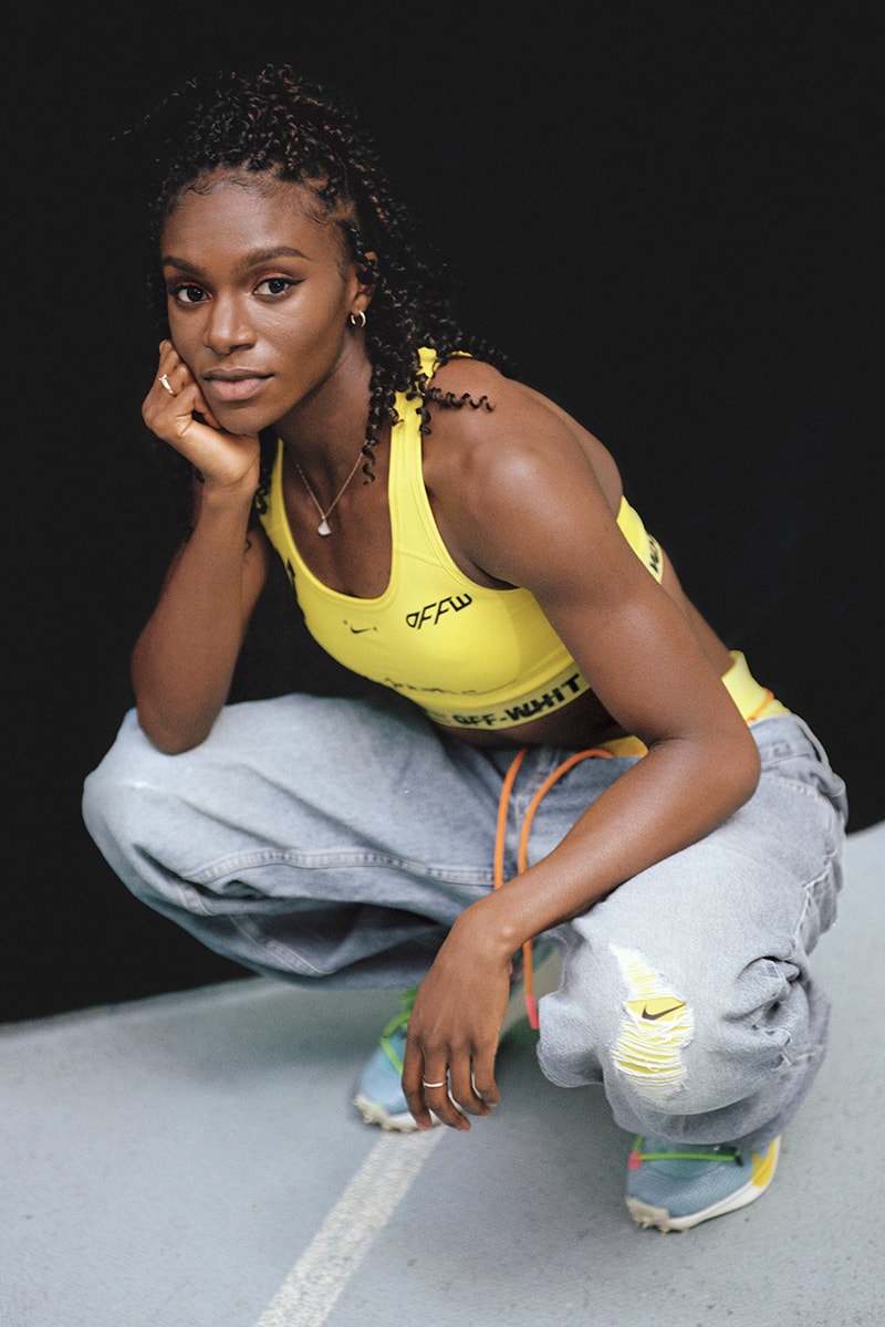 Virgil Abloh Nike Athlete in Progress Collection Off-White Collaboration release Nike Vapor Street Sneaker Drop Date Dina Asher-Smith