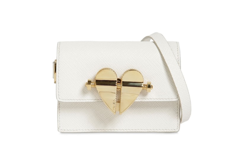 Prada Heart Lock Mini Cross Body Bag in White Accessory Designer Tiny Bag Trend Purse