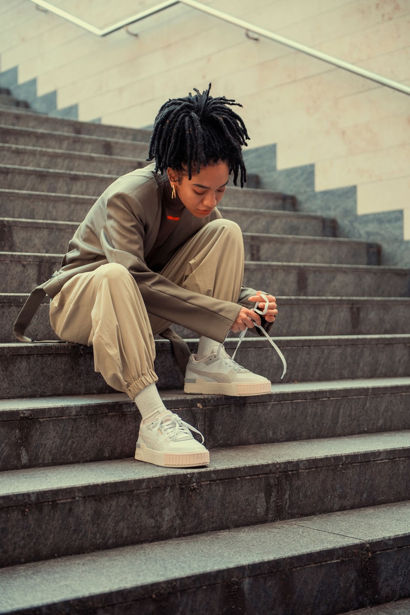 puma cali sport sneaker fall winter 2019 tokyo lookbook brown slouchy pants brown top