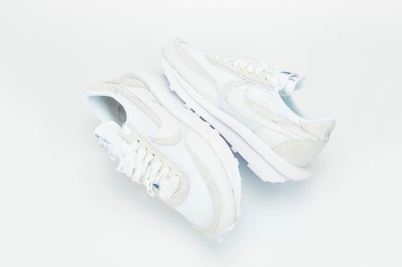sacai x Nike LDWaffle "White" Closer Look Release Date Sneaker Chitose Abe Collaboration White Grey 