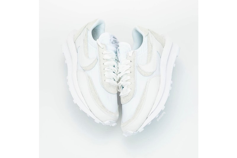 sacai x Nike LDWaffle "White" Closer Look Release Date Sneaker Chitose Abe Collaboration White Grey 