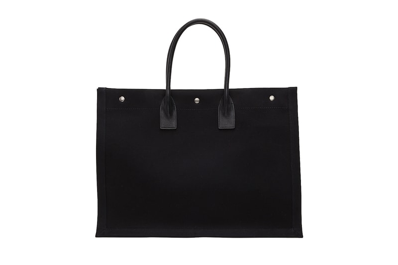 Saint Laurent Logo Canvas Tote Bag Black Beige White Print YSL Big Bag Designer