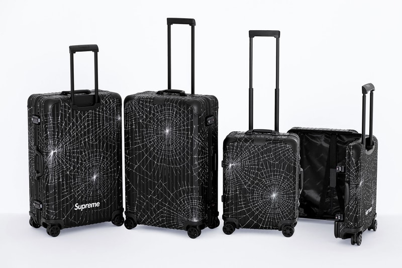 supreme rimowa collaboration suitcases check in carry on black bags travel