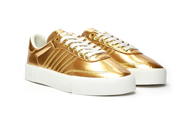 adidas originals sambarose sneakers gold metallic shoes footwear