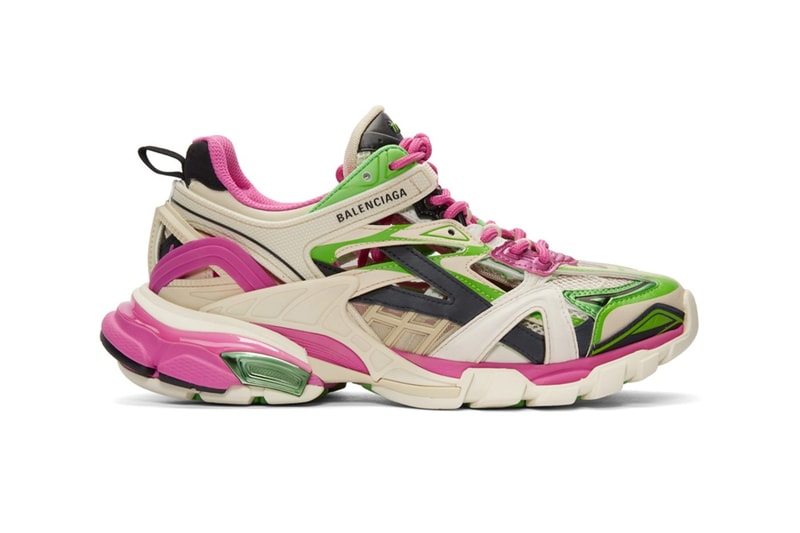 Balenciaga Track.2 Sneaker Pink White Green Caging Futuristic Trainer Shoe Layered Design Colorway