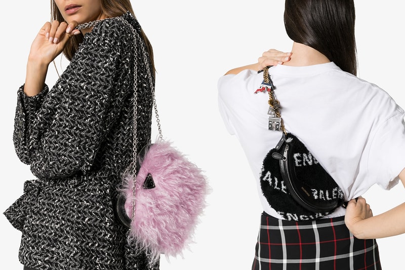 best faux fur shearling designer bags holiday christmas new years balenciaga prada black pink
