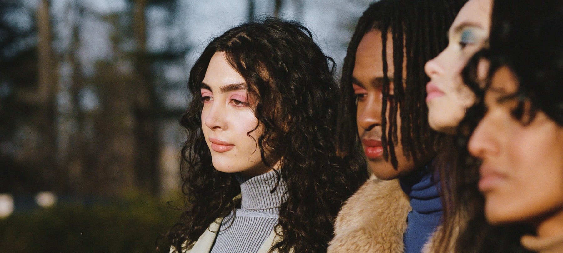 Vintage Fashion Editorial Styling Models Coat Winter Sweater Beige Brown