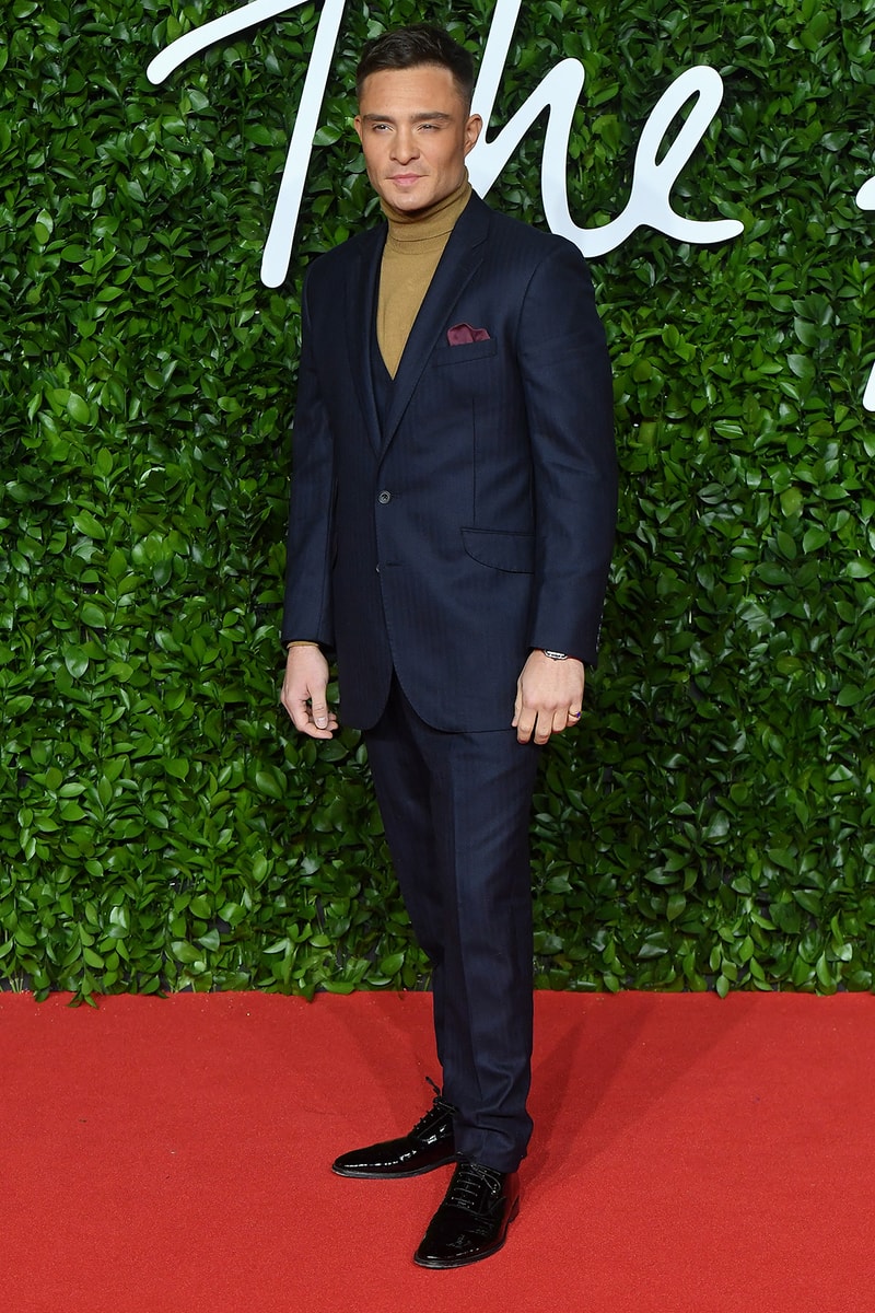 british fashion awards bfas best celebrity red carpet looks ed westwick gossip girl