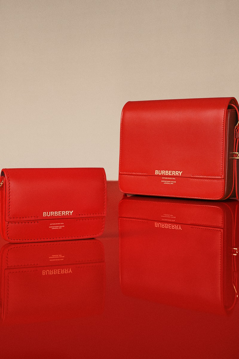 burberry chinese new year 2020 campaign union sneaker lola bag zhou dongyu liang jiyuan jackets scarf blazer red jewelry lola bag