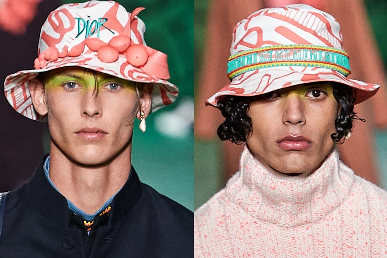 dior men pre fall 2020 stussy collaboration runway fashion jackets saddle bags bucket hats 