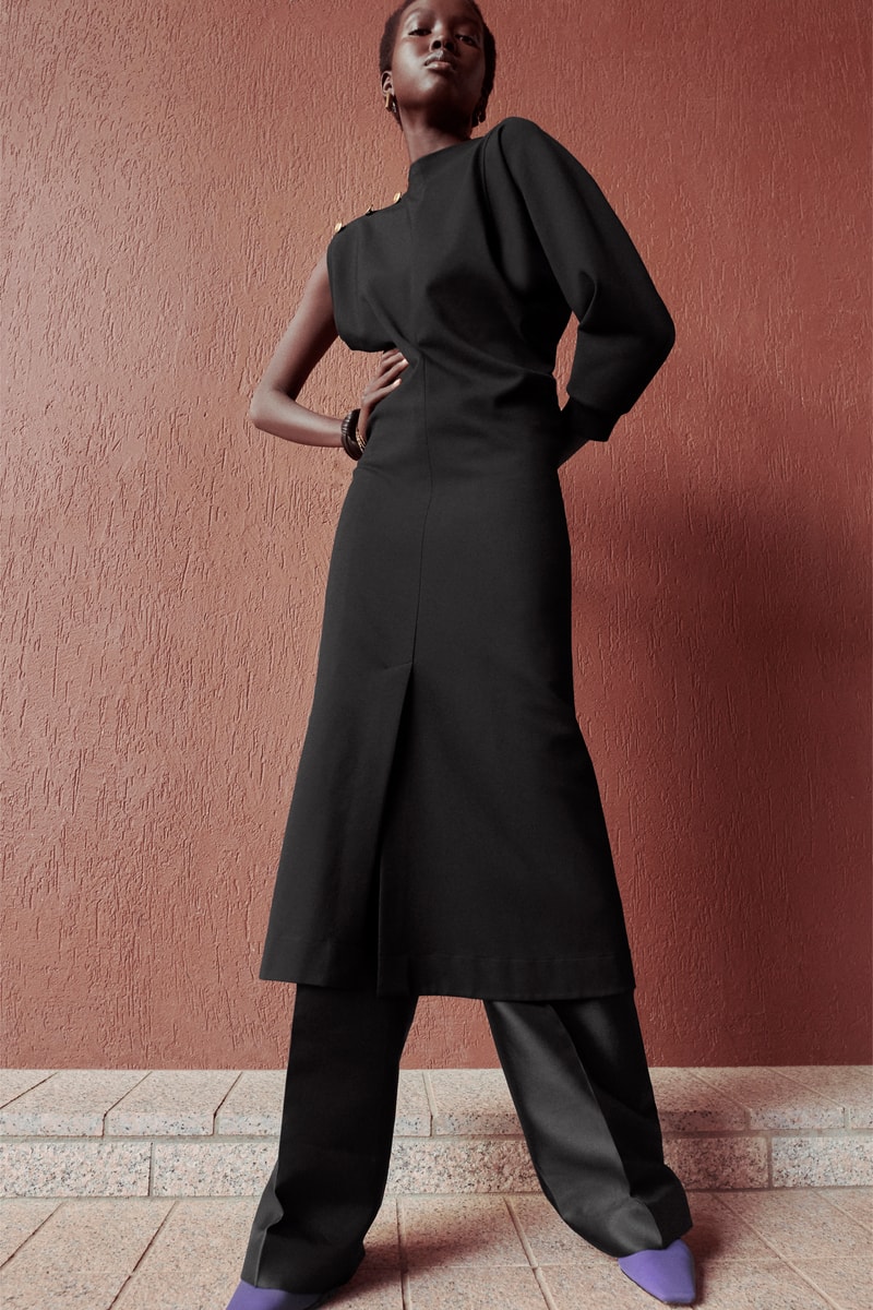 Givenchy Pre-Fall 2020 Collection Lookbook Asymmetrical Dress Trousers Black